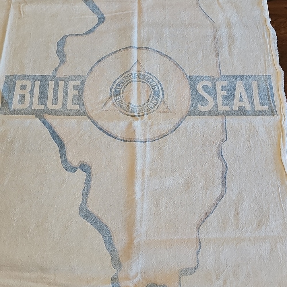 Blue Seal Illinois Farm Supply Co. Printed Feed Sack - Cream with Blue Logo - Picture 3 of 6